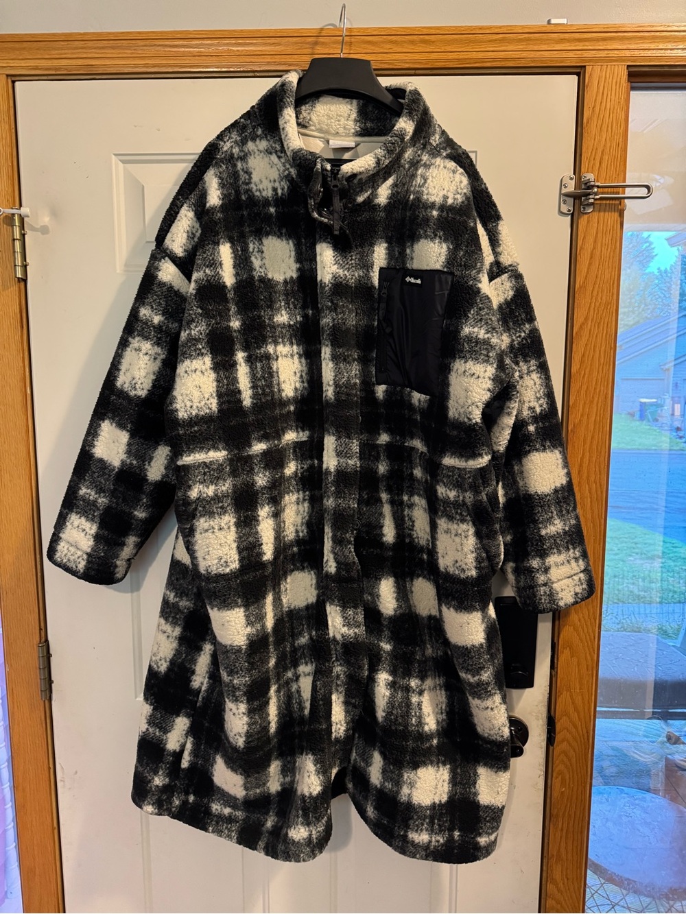 Black & White Plaid Sherpa Ski Jacket